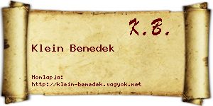 Klein Benedek névjegykártya